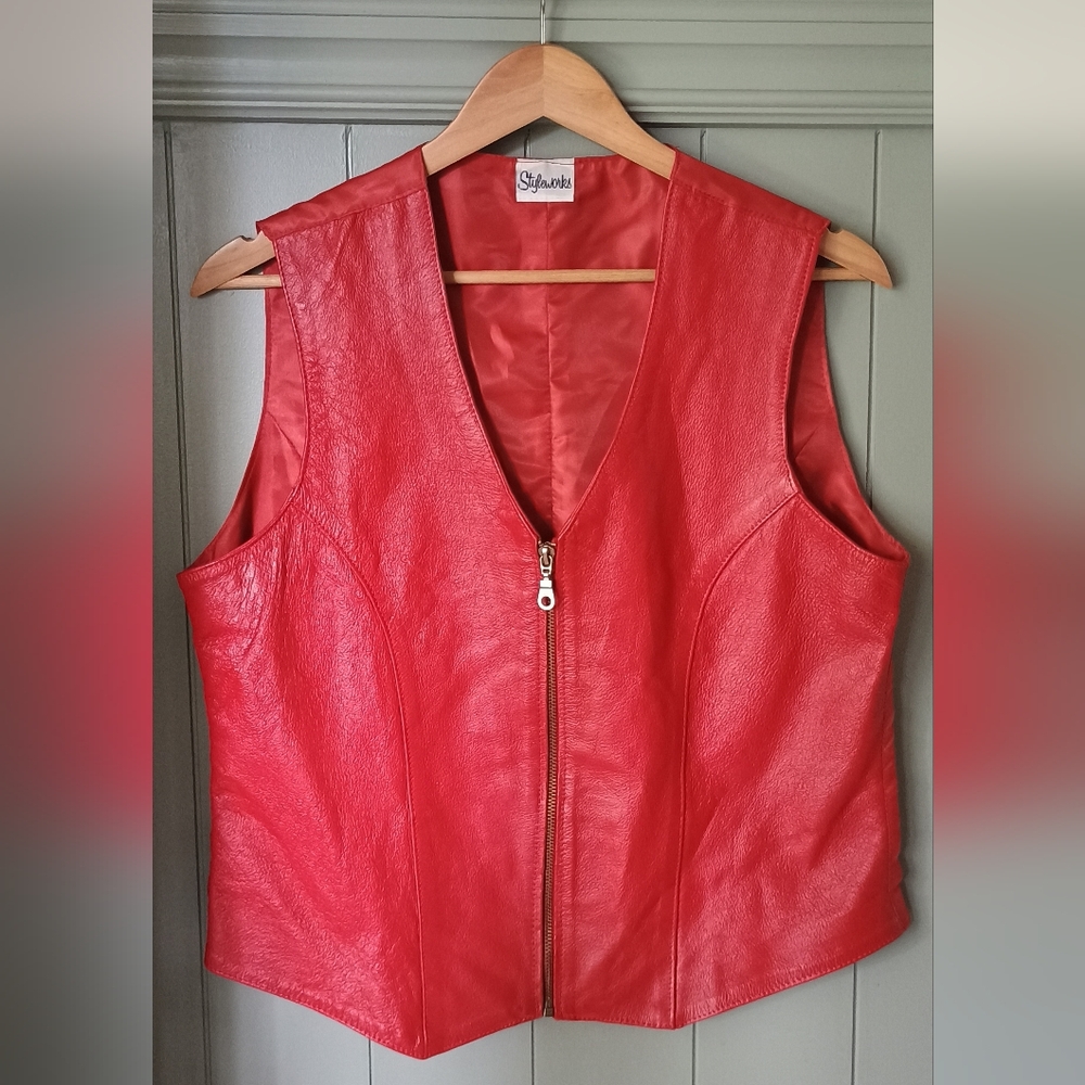 Stylish Red Leather Vest